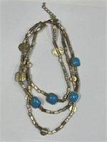 GOLD TONE NECKLACE WITH BLUE ACCENTS