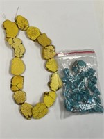 YELLOW TURQUOISE ON STRING & TURQUOISE BEADS LOT