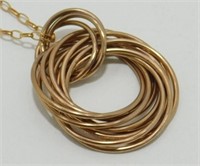 Vintage Bronze Milor Italy Rings Pendant Necklace