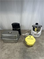 Aluminum roaster pan, donut maker, juicer, and