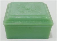 * Old Jadite Covered Container - Embossed