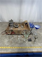 Assortment of glasses, beer steins, footed bowl,