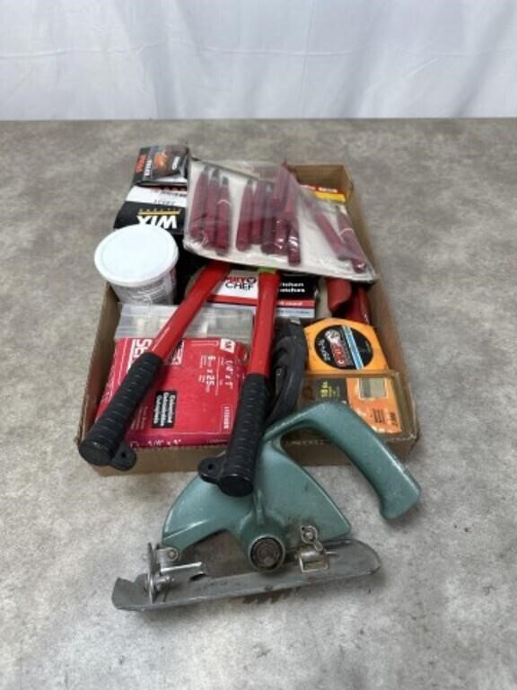Assortment of Tools, Bolt Cutters, Tape Measures,