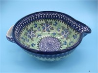 Polish Pottery Mixing Bowl with Handle