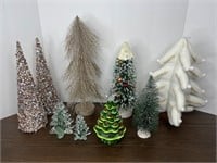 Lot of Christmas Trees- Bottle Brush, Flocked,