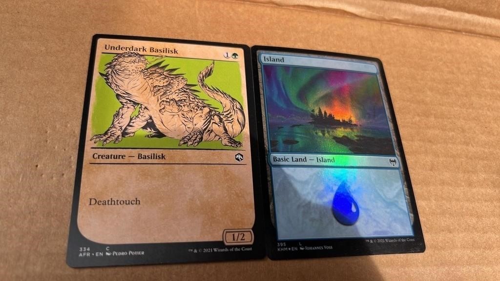 2 Cards Lot MTG: Underdark Basilisk and Island