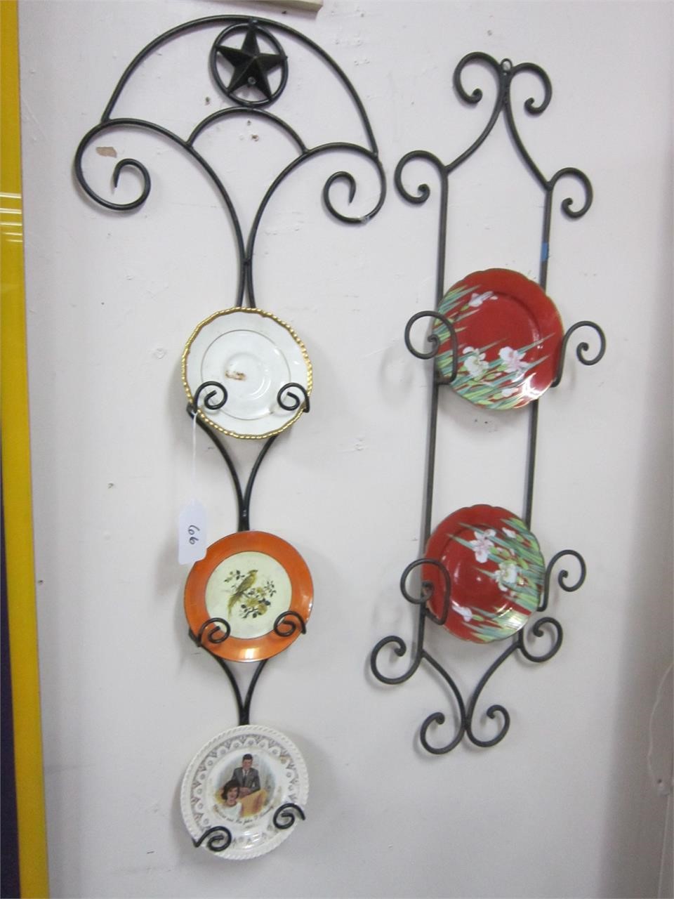 2 PLATE WALL RACKS WITH COLLECTIBLE PLATES