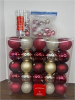 Gold, Silver, Pink, Burgundy Christmas Ornaments
