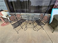 Iron and glass table set