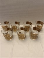 Pasinski Gold & Frosted Set of 7 Cocktail Cups Vtg