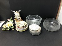 Guardian angel music box, bowls, and saucers