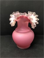 Cased Glass Vase with ruffle top