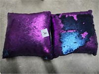 Magic Reversible Sequin Pillow Purple Blue 2 pack