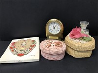 1925 Valentine,  baskets, clock & bath salts