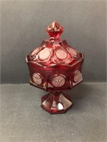 Fostoria Ruby Coin Glass Candy Dish