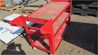 Red 3 Shelf Cart On Casters