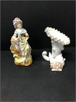 Japan hand vase, &  Lady figurine