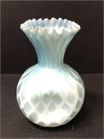 Fenton? Blue Diamond Optic quilted cased vase