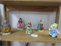 5 COLLECTIBLE CLOWN FIGURINES