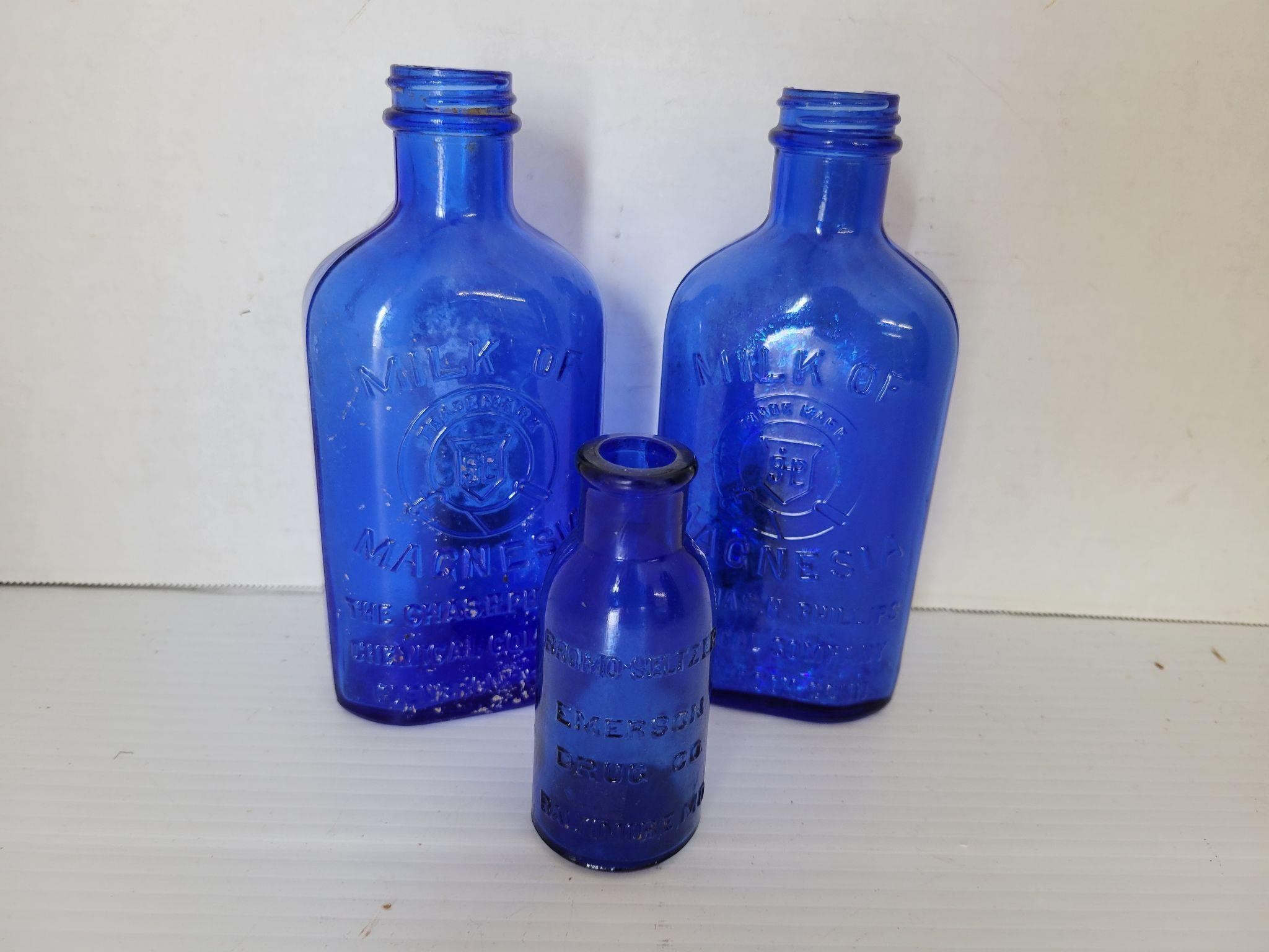 Blue cobalt glass with embossing