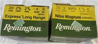 Two boxes of 20 gauge shotgun shells