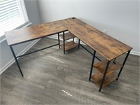 L Shaped Desk Rustic Brown