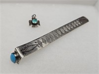 Sterling Silver Bookmark & Turquoise Pendant
