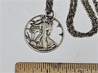1942 Walking Liberty Silver Necklace Pendant