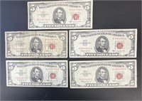 1963 U.S. NOTES LOT OF 5