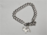 Sterling Silver Scotty Dog Charm Bracelet