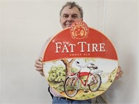 Metal  18.5"w ALE Brewing FAT TIRE Bicycle Sign