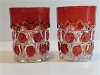2pc 1890 Captain Kidd Red Block Cranberry Tumblers