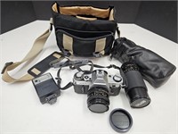 Canon AE-1 Camera W Extra Lens & More