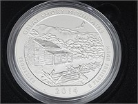 2014  5 OZ  UNC  Silver Coin Smoky Mountains
