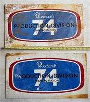 Pair of Beechcraft Industrial metal signs