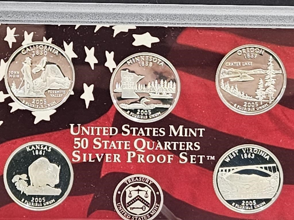 2005 US Mint Silver Quarters Proof Coin Set