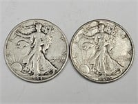 3-1944 D Silver Walking Liberty Half Dollar Coins
