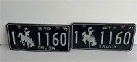 2- Wyoming License Plates
