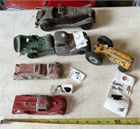 5 pc Vintage Toys w/Hubley Tractor