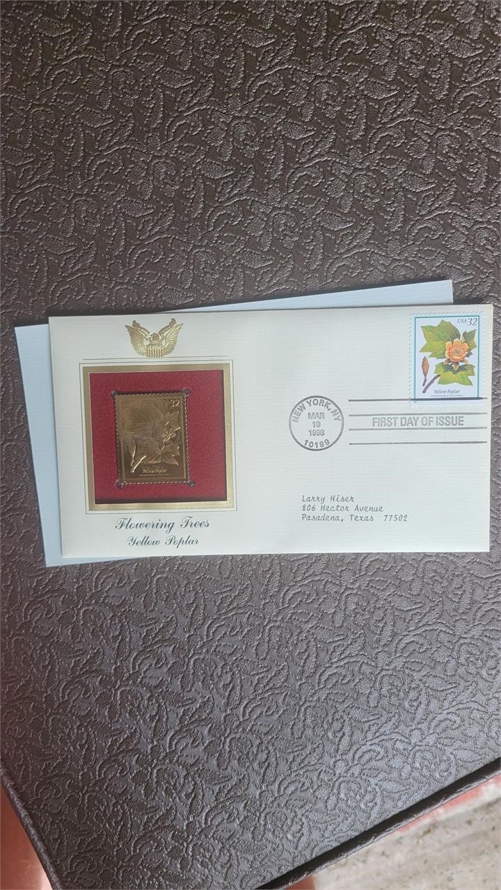 1998 Yellow Poplar 22kt gold 1st day issue