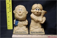 Vintage World's Best Father & Mother Statues