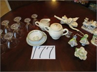 Vintage poreclain trinkets & glassware