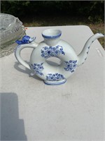 Blue and white vintage Asian style pitcher