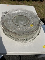 Lg Lot of etched glass serving trays