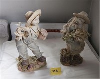 2 porcelain figures little boy and girl country