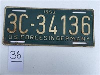 License Plate US Forces in Germany 1953