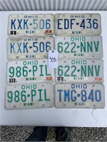 8 License Plates - Assorted Miami County Plates