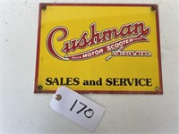 Porcelain Cushman Sign 12in. by 9in.