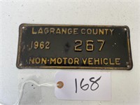 License Plate Lagrange 1962