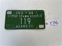 License Plate Horse-drawn IND 84